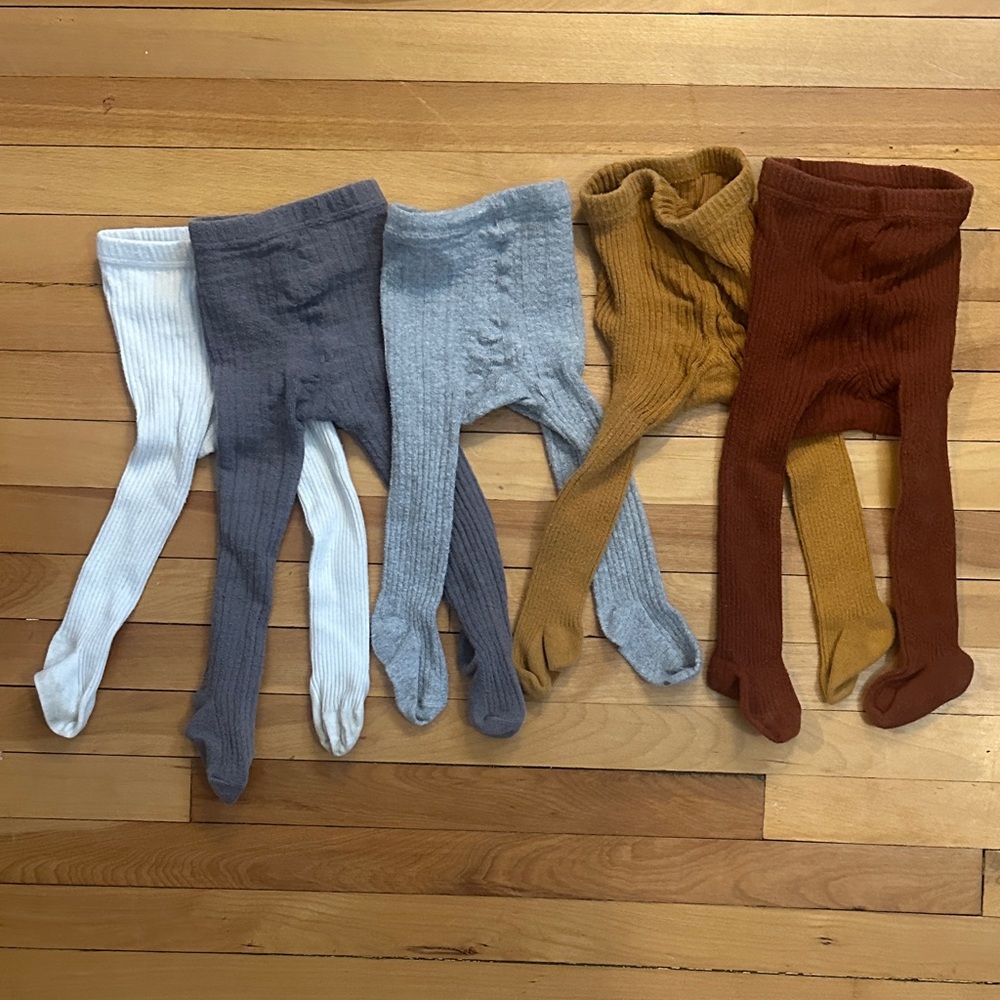 Set of Ribbed Knit Baby Tights